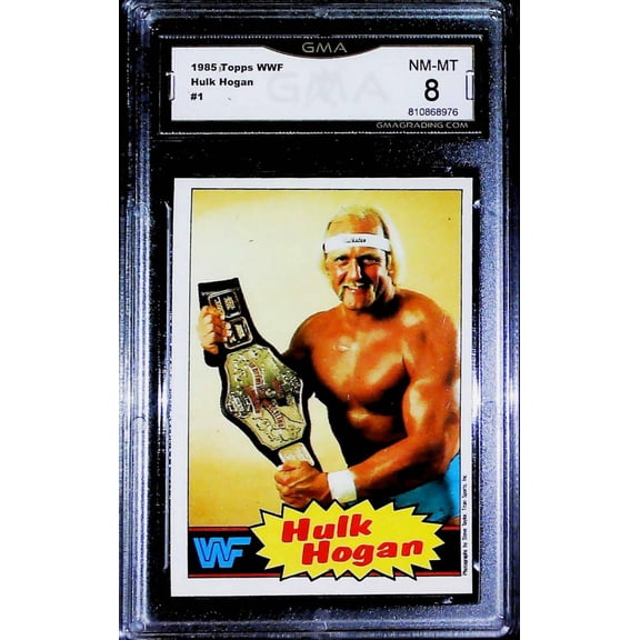 1985 Topps WWF Hulk Hogan #1 GMA 8 NM-MT Wrestling Trading Card (Serial Number May Vary)