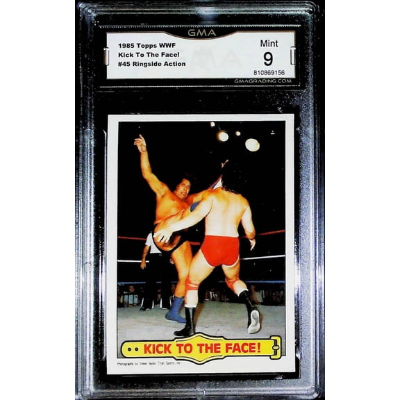 1985 Topps WWF Kick To The Face! (Andre the Giant) #45 GMA 9 MINT Wrestling Trading Card (Serial Number May Vary)