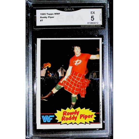 1985 Topps WWF Rowdy Roddy Piper #7 GMA 5 EX Wrestling Trading Card (Serial Number May Vary)