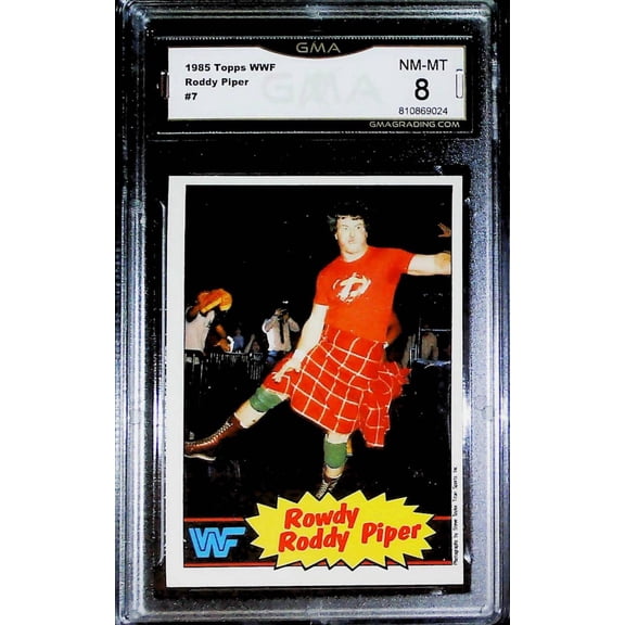 1985 Topps WWF Rowdy Roddy Piper #7 GMA 8 NM-MT Wrestling Trading Card (Serial Number May Vary)