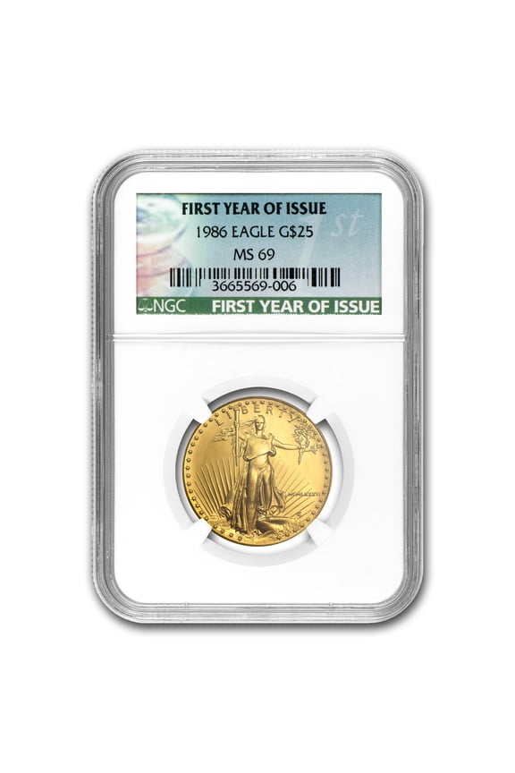 1986 1/2 oz American Gold Eagle MS-69 NGC (First Year Label)