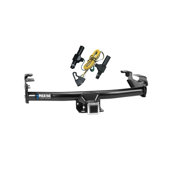 1986-1993 Dodge D350 Reese Towpower Class 3 Multi-Fit Trailer Hitch, 2 Inch Square Receiver, Black w/ Custom Fit Wiring Kit