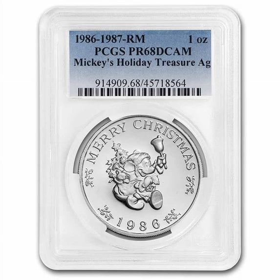 1986/87 1 oz Silver Round - Mickey's Holiday Treasures PR-68 PCGS