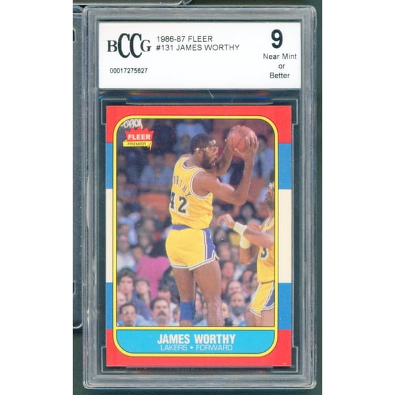 1986-87 Fleer #131 James Worthy Rookie Card BGS BCCG 9 Near Mint+