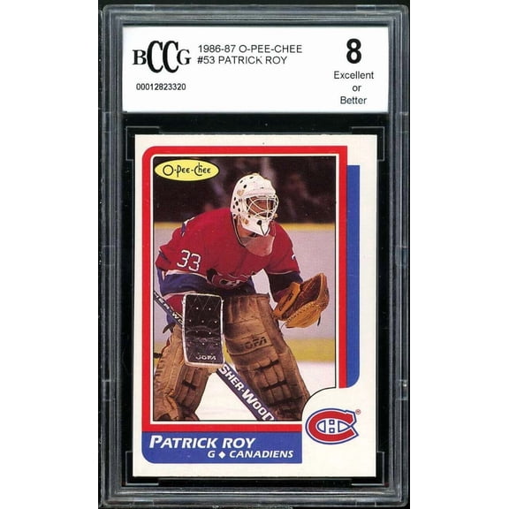 1986-87 O-Pee-Chee #53 Patrick Roy Rookie Card BGS BCCG 8 Excellent+