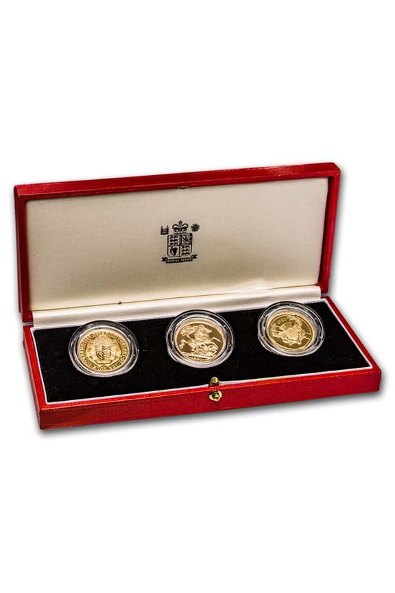 1986-89-91 Great Britain 3-Coin Gold Double Sovereign Proof Set