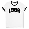 thumbnail image 1 of 1986 College Style Ringer Tee Shirt Unisex Large White/Black, 1 of 5