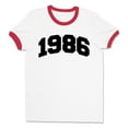 thumbnail image 1 of 1986 College Style Ringer Tee Shirt Unisex Medium White/Red, 1 of 5