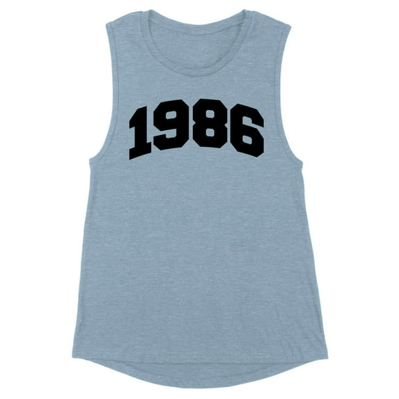 1986 College Style Women's Muscle Tank Medium Stonewash Denim