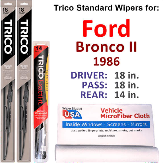 1986 Ford Bronco II Wiper Blades (Set of 3) w/Rear Wiper
