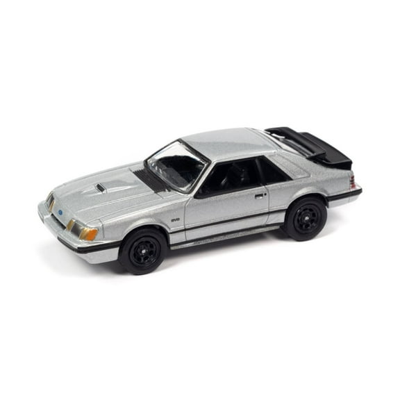 1986 Ford Mustang SVO, Silver - Johnny Lightning JLSP247/24B - 1/64 Scale Diecast Model Toy Car