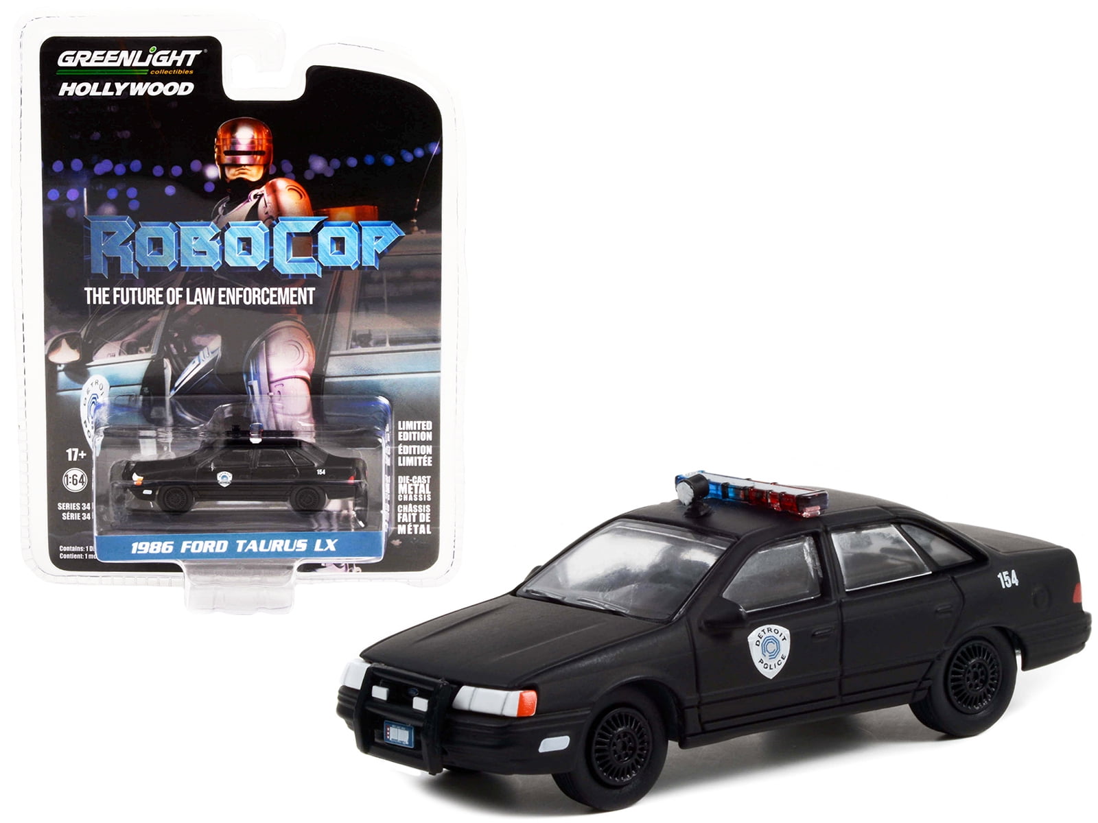Greenlight 1986 Ford Taurus LX Matt Black Detroit Police