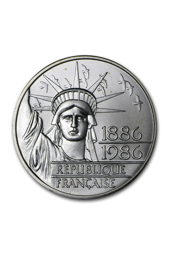 1986 France Silver 100 Francs Piedfort Statue of Liberty BU