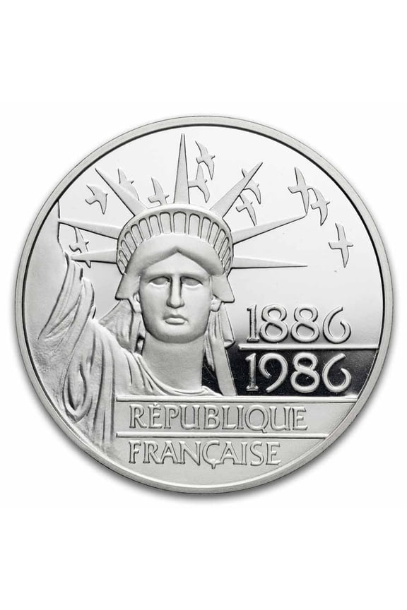 1986 France Silver 100 Francs Piedfort Statue of Liberty Proof