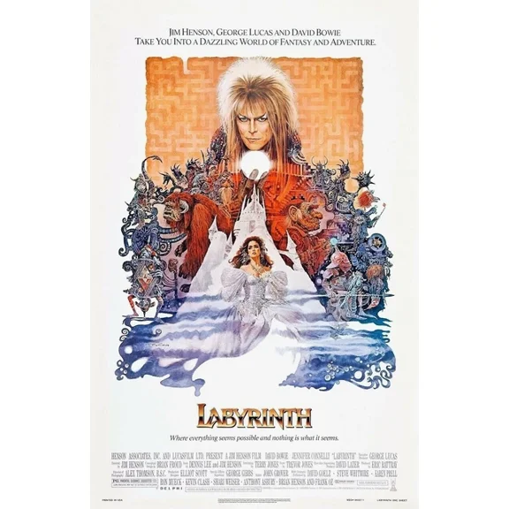 1986 Labyrinth Movie Poster Print David Bowie Jareth Sarah Magic Dance UNFRAMED PAPER POSTER