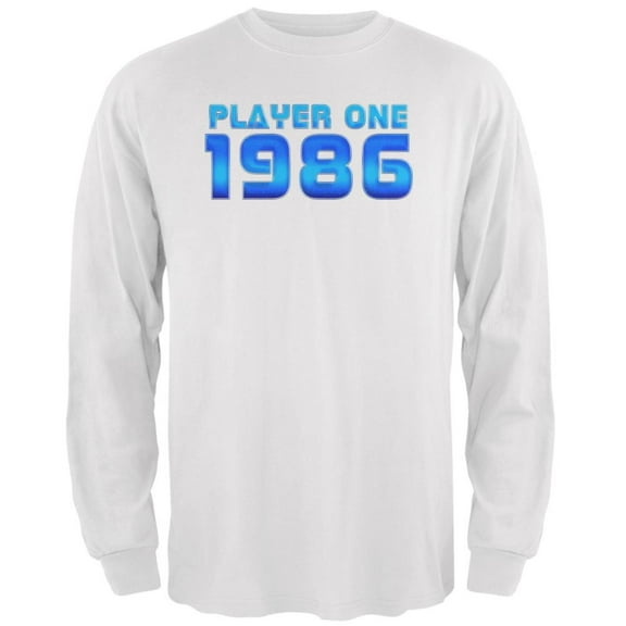 1986 Player One Birthday Mens Long Sleeve T Shirt White X-LG
