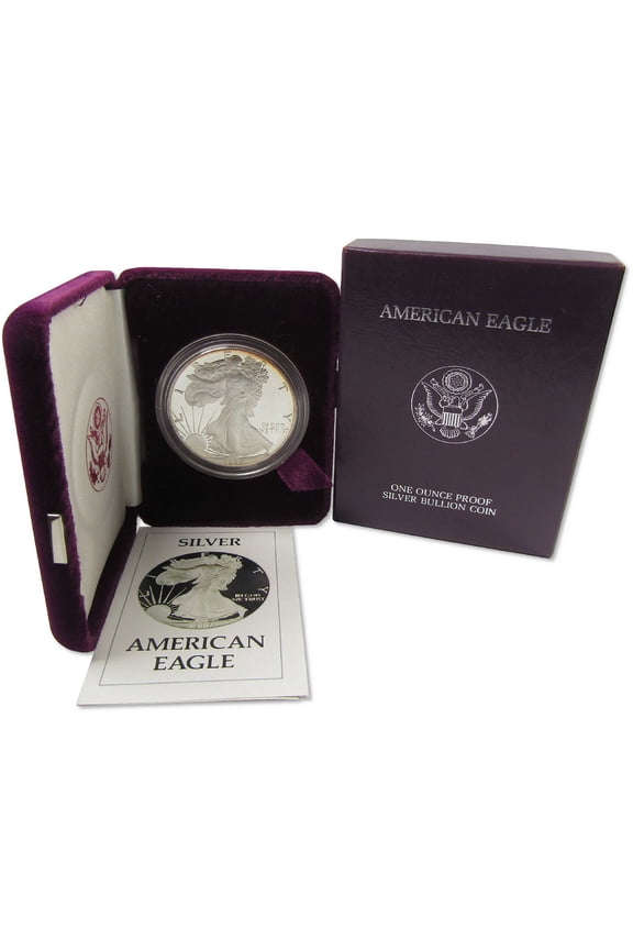 1986 S American Silver Eagle Choice Proof Bullion $1 Coin OGP COA