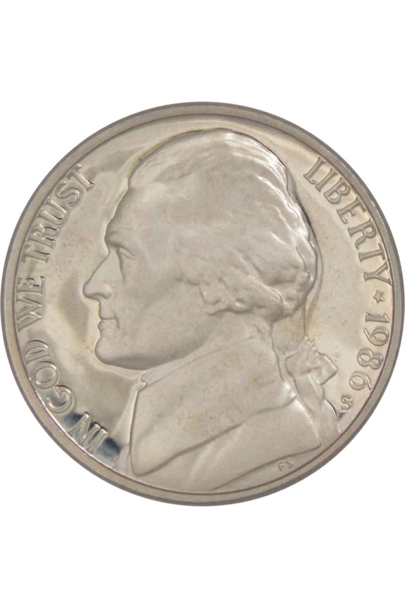 1986 S Jefferson Nickel 5 Cent Piece Choice Proof 5c US Coin Collectible