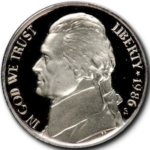 1986-S Jefferson Nickel Gem Proof