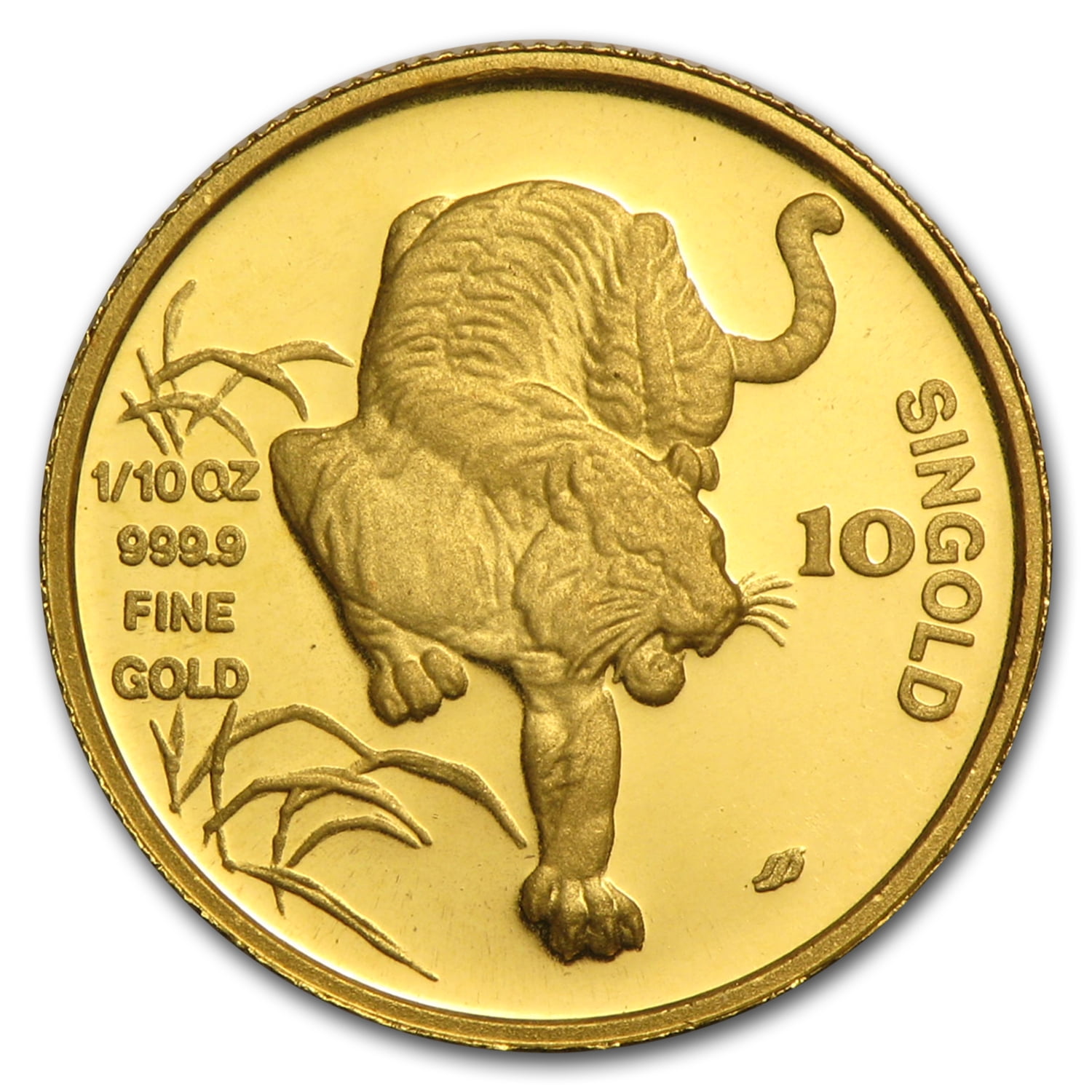 1986 Singapore 1/10 oz Proof Gold 10 Singold Tiger - Walmart.com