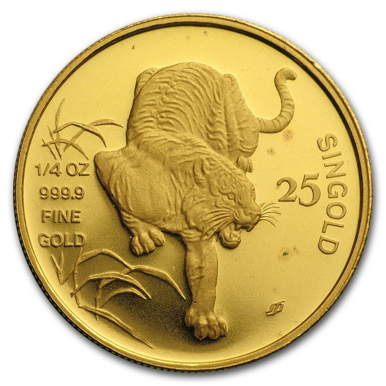 1986 Singapore 1/4 oz Proof Gold 25 Singold Tiger - Walmart.com