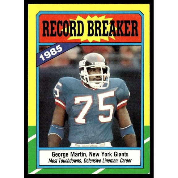 1986 Topps Football Card George Martin Record Breaker #5 NM