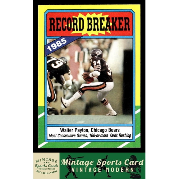 1986 Topps Walter Payton #7 Chicago Bears Football Card