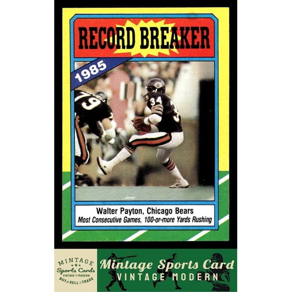 1986 Topps Walter Payton #7 Chicago Bears NFL Football Card