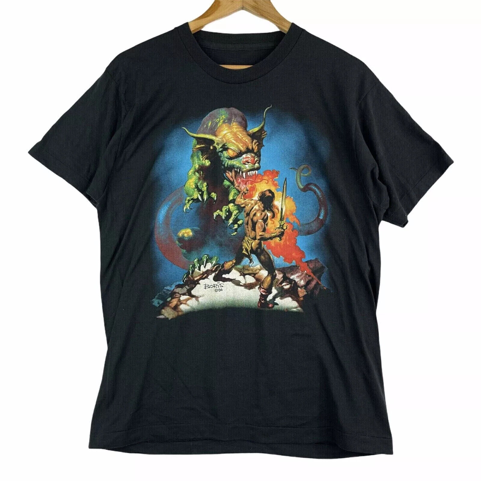 1986 VTG BORIS VALLEJO Conan The Barbarian Shirt Black Unisex S5XL