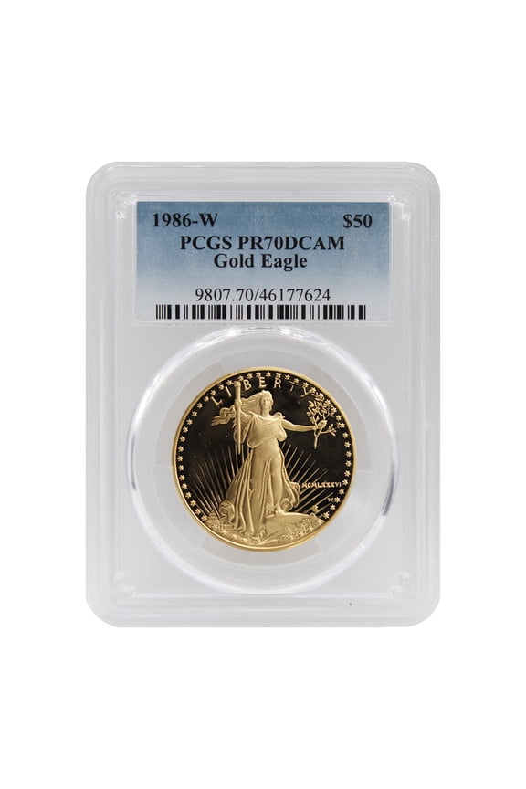 1986-W $50 Gold Eagle PCGS PR70DCAM 1oz U.S. Mint Proof Coin