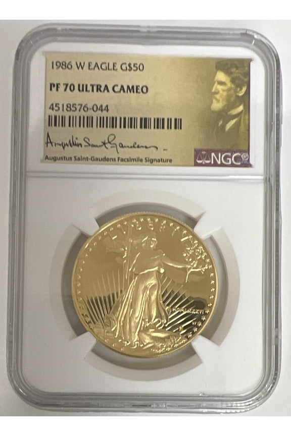 1986-W $50 Gold Proof American Eagle Coins NGC PF 70 UC - Augustus Saint-Gaudens