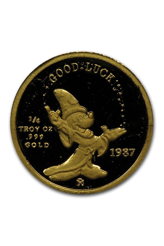 1987 1/4 oz Gold Round - Disney Mickey Magic