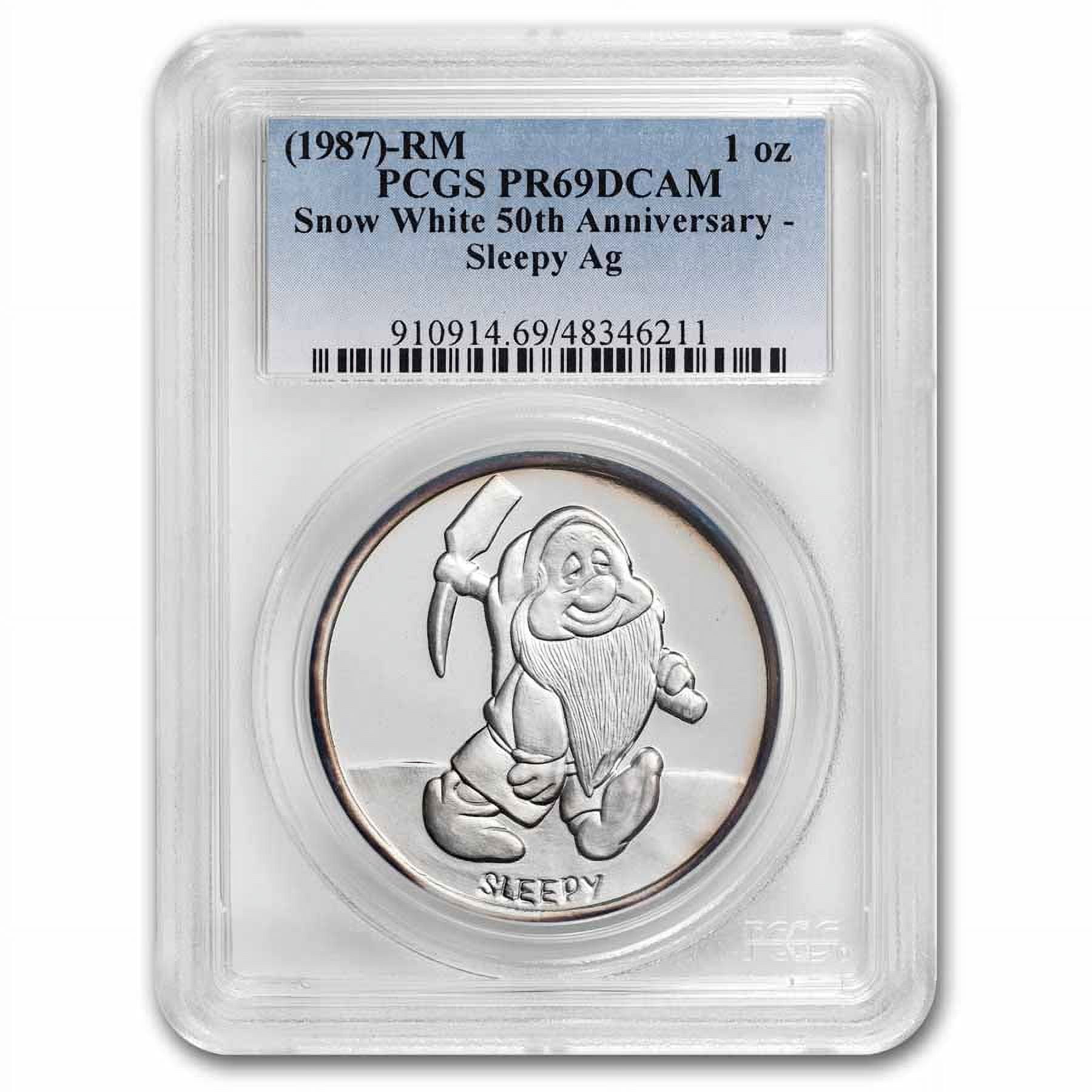 1987 1 oz Silver Disney's Snow White 50th Anniv Sleepy PR-69 PCGS
