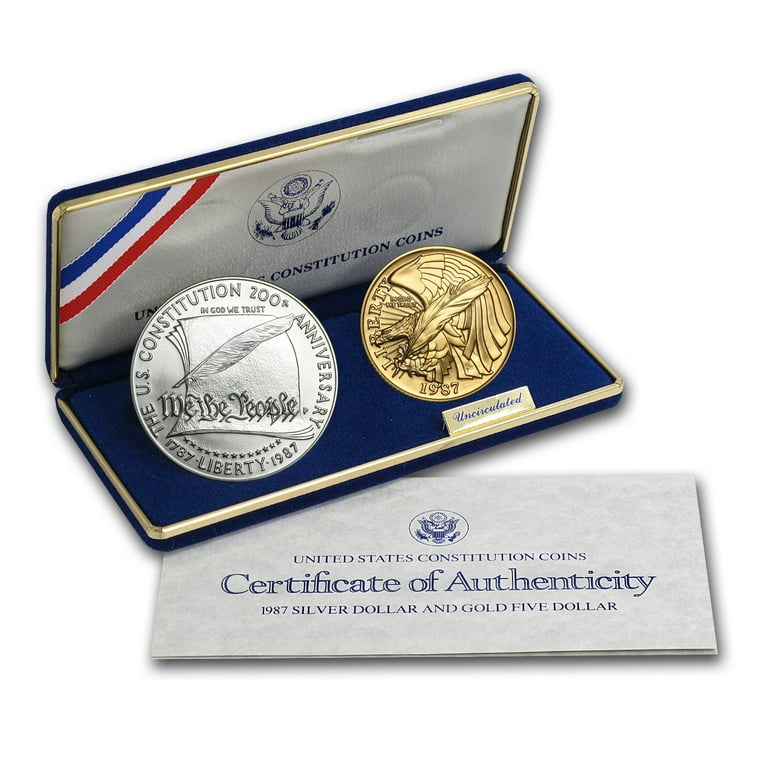 日本最大の Constitution Commem 2-Coin 1987 Set COA & (w/Box BU コレクション
