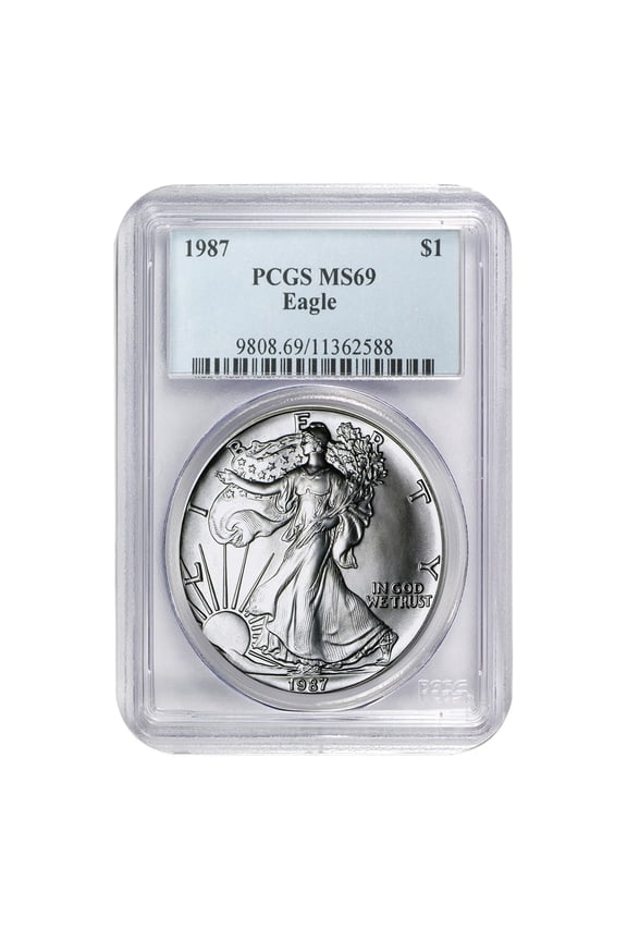 1987 American Silver Eagle $1 MS69 PCGS Encapsulation 1 oz Coin with Blue Label