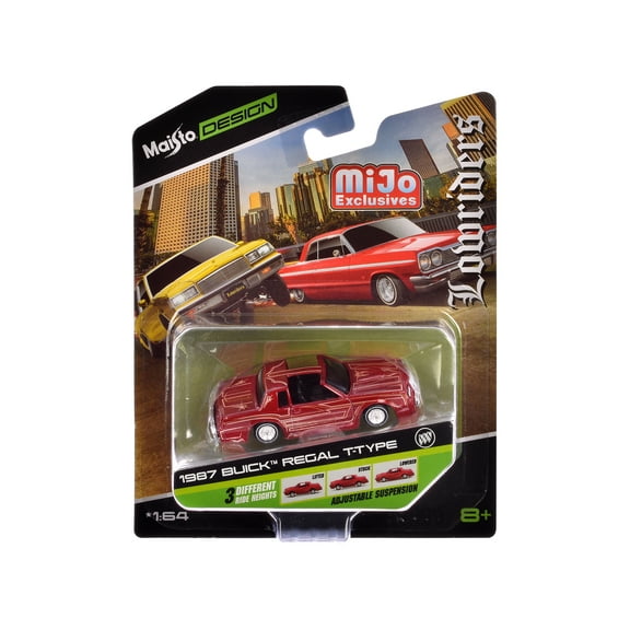 1987 Buick Regal T-Type Lowrider Red Metallic with Graphics "Lowriders" "Maisto Design" Series 1/64 Diecast Model Car by Maisto