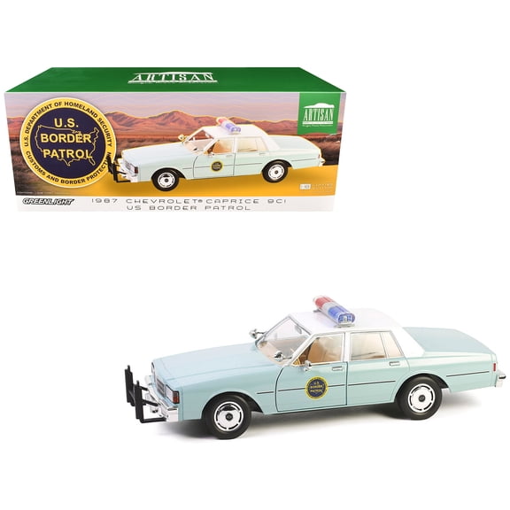 1987 Chevrolet Caprice 9C1 "US Border Patrol" Light Green with White Top "Artisan Collection" 1/18 Diecast Model Car by Greenlight