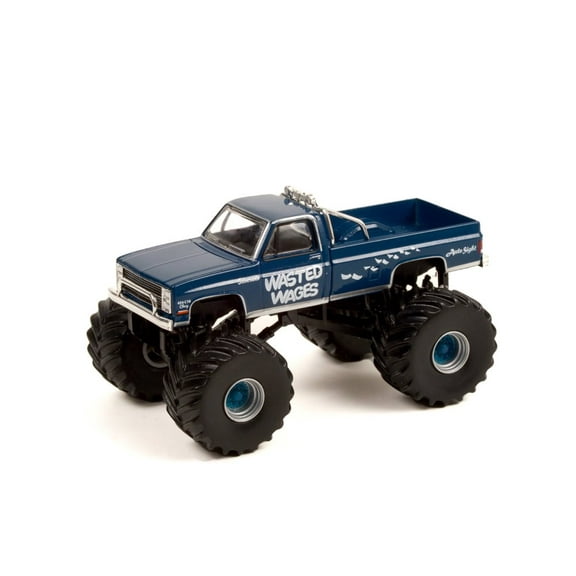 1987 Chevy Silverado Monster Truck, Wasted Wages - Greenlight 49100D 1/64 scale Diecast Car