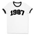 thumbnail image 1 of 1987 College Style Ringer Tee Shirt Unisex X-Large White/Black, 1 of 5