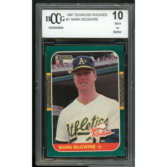 1987 Donruss The Rookies #1 Mark McGwire Rookie Card BGS BCCG 10 Mint+