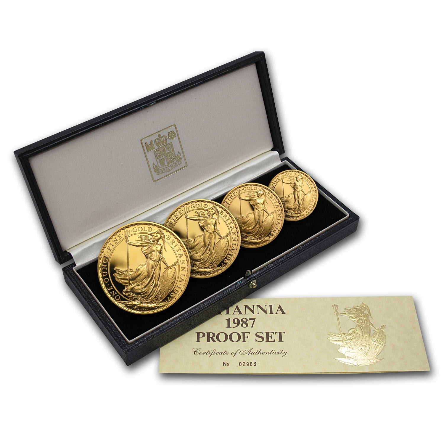 1987 Great Britain 4-Coin Gold Britannia Proof Set (w/Box & COA)