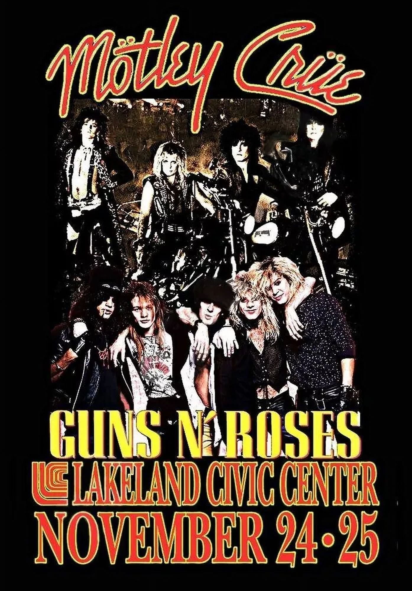 1987 Guns N Roses Motley Crue Concert Poster Wall Art Print Grainy