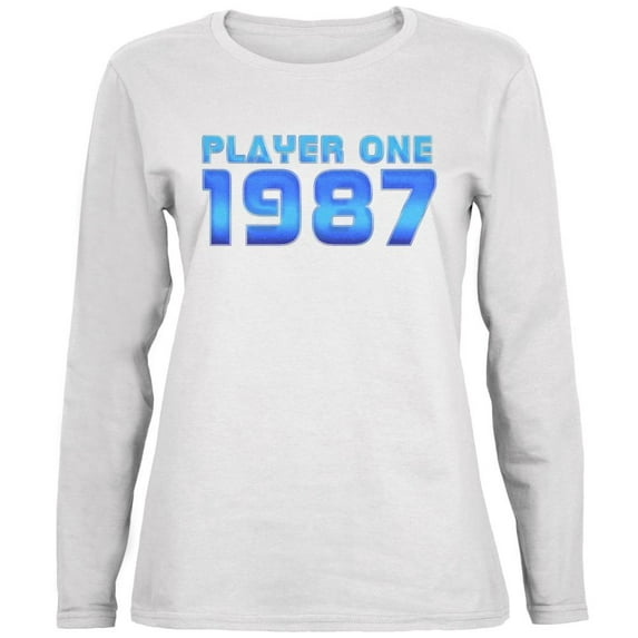 1987 Player One Birthday Ladies' Relaxed Jersey Long-Sleeve Tee White MD
