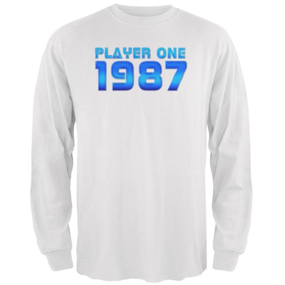 1987 Player One Birthday Mens Long Sleeve T Shirt White MD