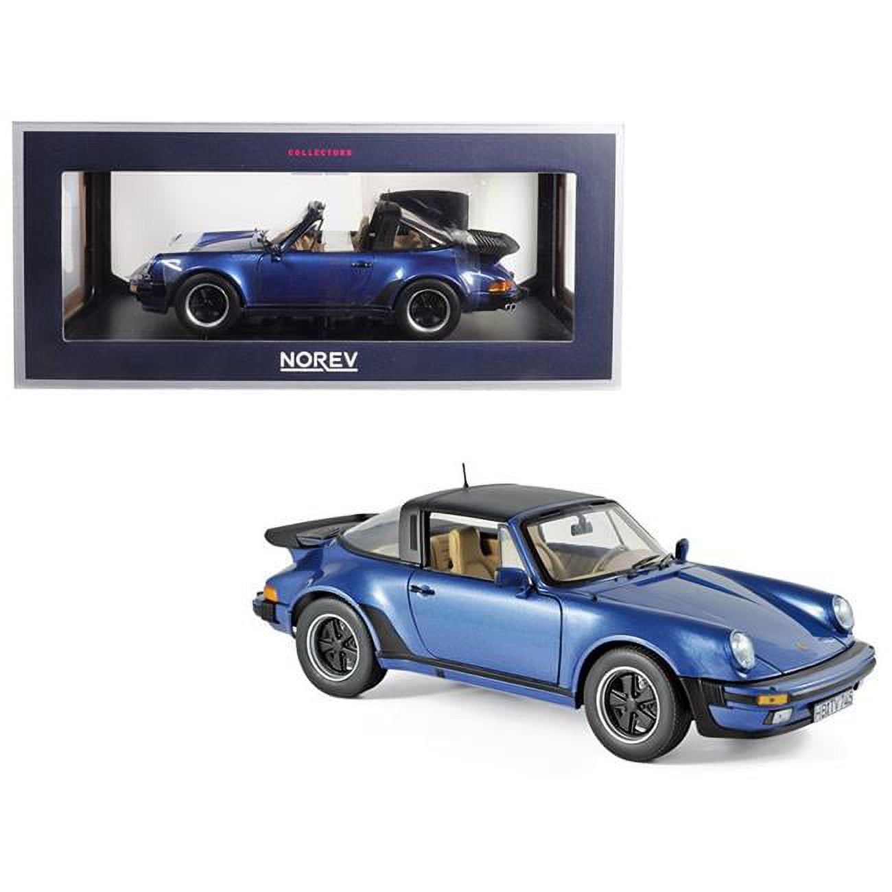 1987 Porsche 911 Turbo Targa 3.3 Blue Metallic 1/18 Diecast Model