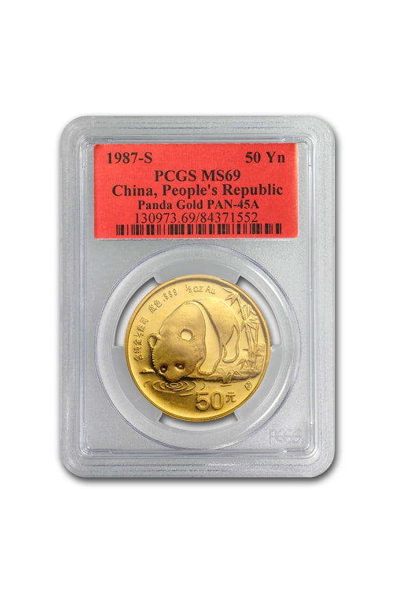1987-S China 1/2 oz Gold Panda MS-69 PCGS