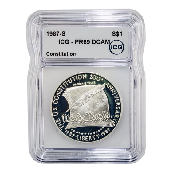 1987-S Constitution Commemorative Silver Dollar ICG PR69DCAM Proof - 90% Silver Graded Coin
