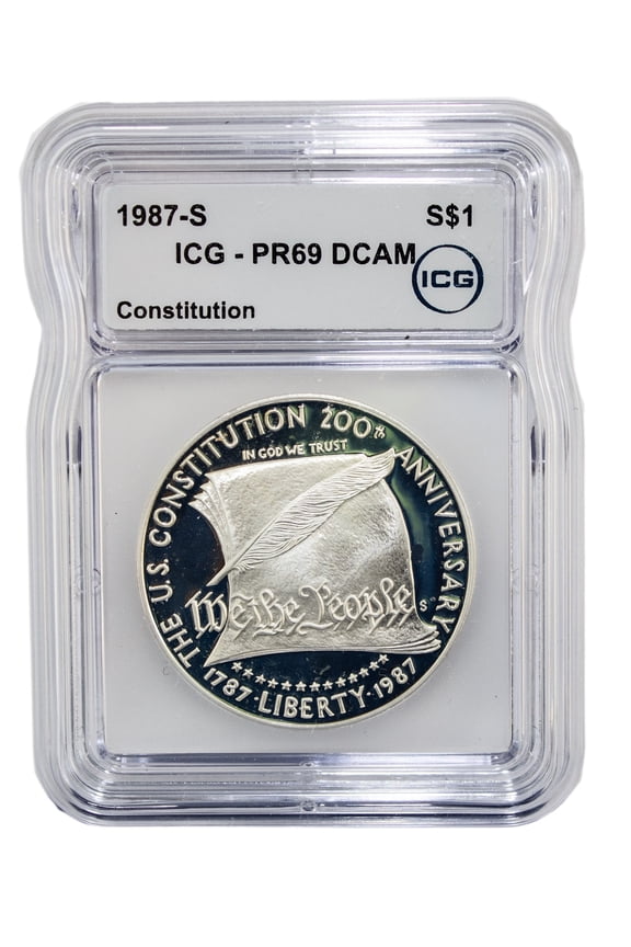 1987-S Constitution Commemorative Silver Dollar ICG PR69DCAM Proof - 90% Silver Graded Coin