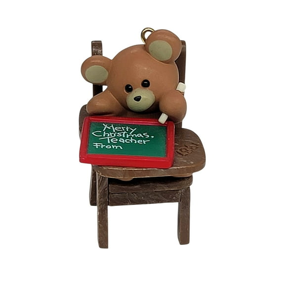 1987 Teacher (Teddy Bear) Hallmark Keepsake Christmas Tree Ornaments QX466-7