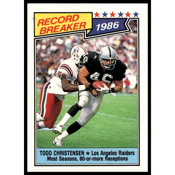 Near Mint or Better 1987 Topps Todd Christensen #2 Los Angeles Raiders Football Card